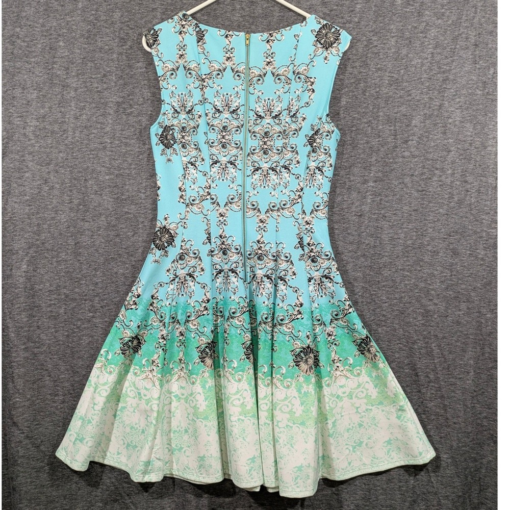 Danny and Nicole Blue Ombre Paisley Sleeveless Fit Flare Dress Size 10 - Picture 3 of 10